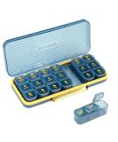Weekly Pill Organizer - 3 Times a Day 7 Day Travel Medicine Box | Moisture Resistant & Secure Closure for Pills Vitamins Supplements (Blue - Buy Online on GoSupps.com