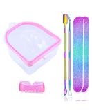 6-in-1 Nail Soaking Bowl for Gel Polish Removal - Acrylic Nails Manicure Kit with Cuticle Tools and Files - Pink - Buy Online on GoSupps.com