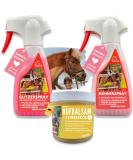 EMMA Horse Care Set of 3 Horse Glitter Spray Hoof Grease in Pink with Strawberry Scent & Glitter Mane Spray for Fur Mane and Tail for Horses Grooming Box - Buy Online on GoSupps.com