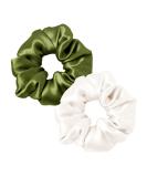 Lilysilk 100% Silk Hair Rings for Women - Eco-Friendly Ponytail Holders (2 Pack) in Avocado Green & Ivory - Soft Durable and Stylish - Buy Online on GoSupps.com