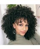 14 Soft Curly Afro Wig with Bangs for Black Women | Premium Synthetic Curly Full Wig for Daily Use - Natural Black 1B - Buy Online on GoSupps.com