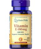 Puritan's Pride Vitamin E-400 IU Softgels 100 Count - Immune Support and Antioxidant Protection - Buy Online on GoSupps.com