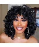 Andromeda Short Curly Wigs for Black Women Soft Black Big Curly Wig with Bangs Afro Kinky Curls Heat Resistant Natural Looking Synthetic Wig for African American Women (Big Curly) - Buy Online on GoSupps.com