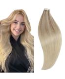 Runature Real Hair Tape Extensions - 20 Pieces Balayage Blonde 50cm Remy Hair #18/20 & #18/26 - Smooth & Seamless - Buy Online on GoSupps.com