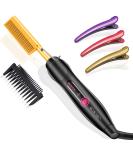NICEMOVIC Ceramic Hot Comb Electric Heating Comb - Hair Straightener and Curling Brush for Natural Black Hair, Beard, and Wigs - Gold - Buy Online on GoSupps.com