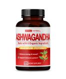 Organic Ashwagandha Capsules 7050mg Equivalent - Maximum Potency with L-Theanine, Turmeric, Rhodiola & St. John's Wort for Strength, Focus, Mood & Sleep Support - 90 Days Supply (90 Count) - Buy Online on GoSupps.com