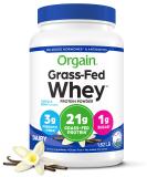 Orgain Grass Fed Whey Protein Powder - Vanilla Bean, 21g Protein, Low Carb, Gluten Free, Non-GMO, 1.82 Lb - Buy Online on GoSupps.com