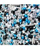 Black blue white grey metallic silver rods sprinkles mix for cupcake cookies cake toppers pearls stars male kids baby boy shower chocolate balls 100s and 1000s decoration DADDY COOL - Buy Online on GoSupps.com