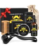 Beard Growth Kit - Derma Roller, Oil, Balm, Comb, Razor & Brush Stands - Men's Gift Set - Buy Online on GoSupps.com