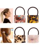 4 Pieces Acrylic Ponytail Cuff Decorative Ponytail Holders Tortoise Shell Hair Cuff Hair Ties French Leopard Design Elastic Rubber Band Ponytail Accessories for Women Girl Hair (Sweet Color) - Buy Online on GoSupps.com