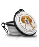 Beagle Foldable Portable Drinking Bowl with Carabiner - Ideal Pet Bowl for On-the-Go | Unique Food Bowl for Travel - Buy Online on GoSupps.com