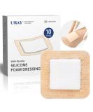 URAY Silicone Foam Dressing with Border - 10 Pack Waterproof & Highly Absorbent Bandages for Wounds Bed Sores & First Aid - Gentle Adhesive 3x3 - Buy Online on GoSupps.com