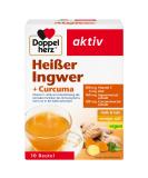 Double heart of hot ginger + curcuma - vitamin C and zinc make a contribution to the normal function of the immune system - 10 vegan portions of hot ginger + curcuma 10 pieces (1 Pack) - Buy Online on GoSupps.com