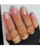 Short French False Nails - 24 PCS Lilac Daisy Design Stick on Nails - Acrylic Full Cover Tips with Glue - Purple Women's Nails Art - Buy Online on GoSupps.com