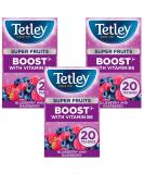 Tetley Super Fruit Tea Boost Blueberry & Raspberry Tea Bags 20 per pack (3 Pack Bundle) - Buy Online on GoSupps.com