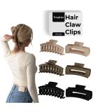 6 Pack Matte Finish Hair Clips for Women & Girls - 4.3 Inch Large Claw Clips for Thin & Thick Hair - Stronghold Grip - Buy Online on GoSupps.com