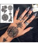 Black Henna Temporary Tattoos Set - Sexy Lace, Indian Mandala, Elephant, Flower Chain Designs - Waterproof Body, Arm, Face Decals for Wedding Party - 6 Sheets - Buy Online on GoSupps.com