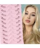 10 Pairs Glowingwin Short Wispy Cat Eye Half Lashes - Natural False Eyelashes with Clear Band - Handmade Reusable Soft Mink Lashes - Corner Lashes 3/4 Length - Fluffy & Transparent Fake Lashes - Style 08 - Buy Online on GoSupps.com