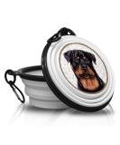 Rottweiler Portable Drinking Bowl with Carabiner - Foldable On-the-Go Pet Food Bowl for Dogs - Buy Online on GoSupps.com