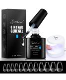 Gelike EC Gel Nail Extension Kit - Short Coffin Gel Tips Set with Nail Glue & UV Lamp - 240PCS Full Cover Soft Gel Tips for Nail Art - Buy Online on GoSupps.com
