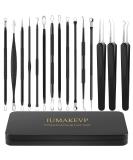 Pimple Popper Tool Kit - 15 PCS Professional Stainless Steel Blackhead Remover Set for Acne Removal - Includes Metal Case - Black - Buy Online on GoSupps.com