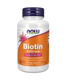 Now Foods Biotin 5000 mcg - 120 Veg Capsules for Healthy Hair, Skin & Nails - Buy Online on GoSupps.com
