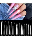 AORAEM Clear Extra Long Stiletto False Nail Tips 120 Pcs - 12 Sizes Acrylic Fake Nails - Buy Online on GoSupps.com