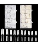 1000PC Nail Tip Set: 500 Natural & 500 Clear French Tips | Acrylic Half Cover False Nails for Salon & DIY | 10 Sizes - International Shipping - Buy Online on GoSupps.com