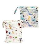 CQQNIU 2 Pcs Baby Waterproof Diaper Organizer - Reusable Wet Bag for Swimwear & Day Care - Dinosaurs Letters Design - Buy Online on GoSupps.com