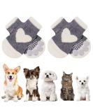 Auauy Indoor Anti-Slip Socks for Dogs & Cats | Pet Socks with Silicone Gel Traction | Paw Protection for Small-Medium Pets (Gray & White) - Buy Online on GoSupps.com