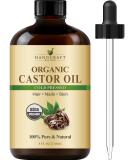 Handcraft Blends Organic Castor Oil - 100% Pure Cold-Pressed in Glass Bottle - 4 Fl Oz - Premium Hair Growth Eyelash & Eyebrow Oil - Natural Carrier Oil for Hair & Body - Buy Online on GoSupps.com