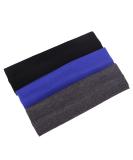 MapofBeauty 3 Pack Yoga Headbands - Stretchy Cotton Hair Wraps for Sports Running & Gym (Blue Dark Grey Black) - Buy Online on GoSupps.com