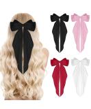 Sibba Satin Hair Barrettes Set - 4Pcs Big Bow Clips with Long Tail, 90's Vintage Hairpins for Women and Girls - Dress Up Accessories and Cute Gifts in Black, White, Pink, and Wine Red - Buy Online on GoSupps.com