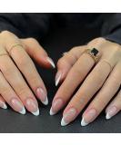 24pcs French False Nails Short - Almond Press on Nails - French Stick on Nails Removable Glue-on Nails Fake Nails Women Girls Nail Art Accessories Simple Almond - Buy Online on GoSupps.com