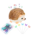 101 Piece Hedgehog Pin Cushion Set - Furry Straight Pins & Butterfly Sewing Pins - DIY Crafts & Jewelry Decor - Brown - Buy Online on GoSupps.com