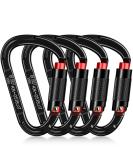 25kN UIAA Certified Auto Locking Carabiner - Heavy Duty Climbing Equipment for Hammocks, Rescue, Dog Leash - Black (4PCS) - Buy Online on GoSupps.com