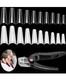 1000 Ballerina Nail Tips - Long Acrylic Artificial Nails for DIY & Nail Salons | 10 Sizes Natural & Clear - Buy Online on GoSupps.com