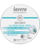 lavera basis sensitiv all-round cream - natural cosmetics - vegan - organic aloe vera & organic almond oil - certified - 150 ml white - Buy Online on GoSupps.com