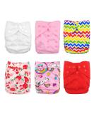 Babygoal Cloth Diaper Cover for Girls - Adjustable Reusable Covers (6pcs) + Wet Bag - Girl Color 01 - Buy Online on GoSupps.com