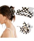 YISSION 2 PCS Large Checkered Butterfly Hair Clips - Vintage Steady Square Claw Clips for Thin/Thick Hair - Fashion Accessories for Women - Buy Online on GoSupps.com
