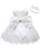 LZH Baby Girls Lace Dress Bowknot Flower Dresses Wedding Pageant Baptism Christening Tutu Gown 0-24 Months 0-3 Months White - Buy Online on GoSupps.com