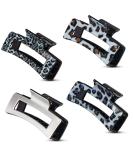 4-Piece Silver Metallic Animal Print Hair Claw Clip Set - Medium to Large Size 8.5cm - Buy Online on GoSupps.com