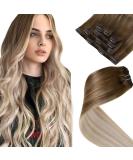 Shop Laavoo Ombre Clip-In Hair Extensions - Balayage Light Brown to Dark Ash Blonde - Remy 70g/5 Pieces - 50cm Length - Buy Online on GoSupps.com