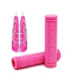 YOROZUCERY Pink Bike Handlebar Grips with Tassel Streamers - Non-Slip Soft Rubber Grips for Kids | Mountain Bike BMX Scooter Cruiser Replacement Parts - Buy Online on GoSupps.com