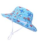 LANGZHEN Baby Girls Beach Sun Hat Adjustable Wide Brim with Chin Strap - Coral-Turquoise 6-12 Months - Buy Online on GoSupps.com