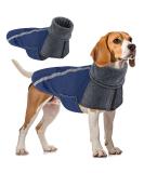 Slowton Winter Dog Coat | Warm Waterproof Jacket with Turtleneck & Reflective Stripes for Small to Medium Dogs - Navy Blue - Buy Online on GoSupps.com