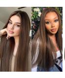 Atayou Long Brown Lace Front Wig for Women - Natural Straight Synthetic Dark Brown Hair Wig - 12x3 Inch Middle Part - Buy Online on GoSupps.com