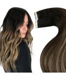 LAAVOO Real Hair Tape In Extensions - Balayage Brown & Black Ombre 50g 20pcs - Premium Quality Invisible Tape Extensions - Buy Online on GoSupps.com