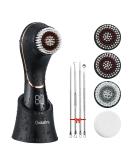Rechargeable Facial Cleansing Brush - IPX7 Waterproof Exfoliator & Massager | Deep Clean & Remove Blackheads - Black & Rose Gold - Buy Online on GoSupps.com