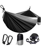 Portable Camping Hammock - Double & Single Lightweight Nylon Parachute Hammocks with Tree Straps in Black & Grey - Buy Online on GoSupps.com